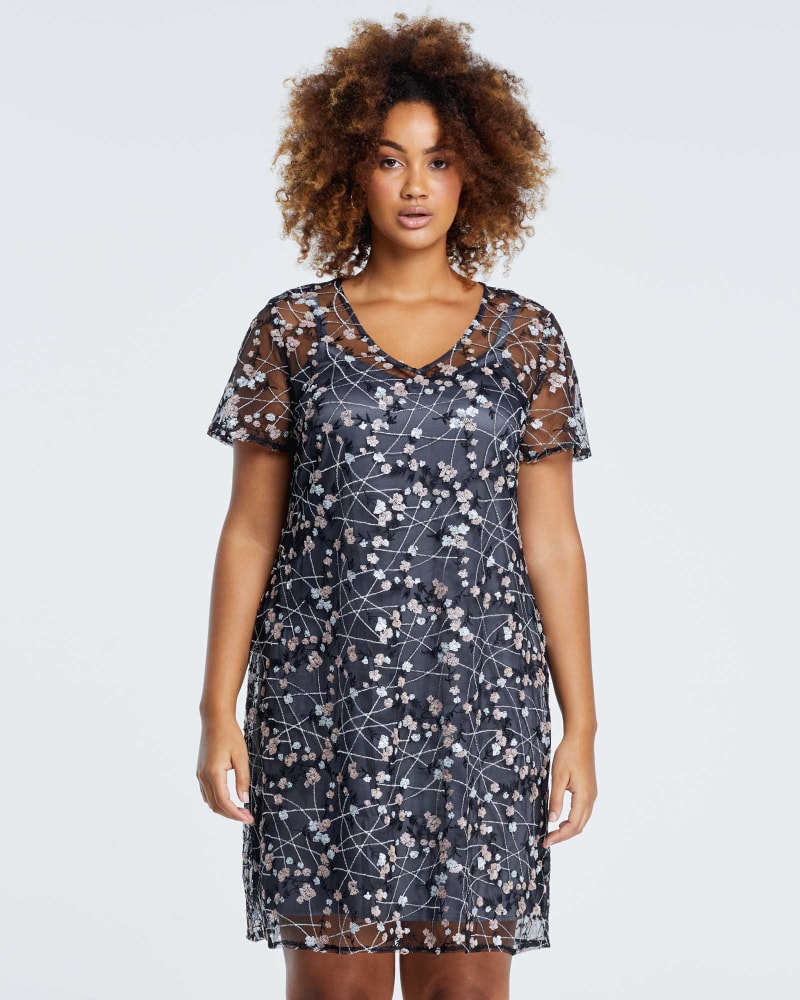 Embroidered mesh dress clearance